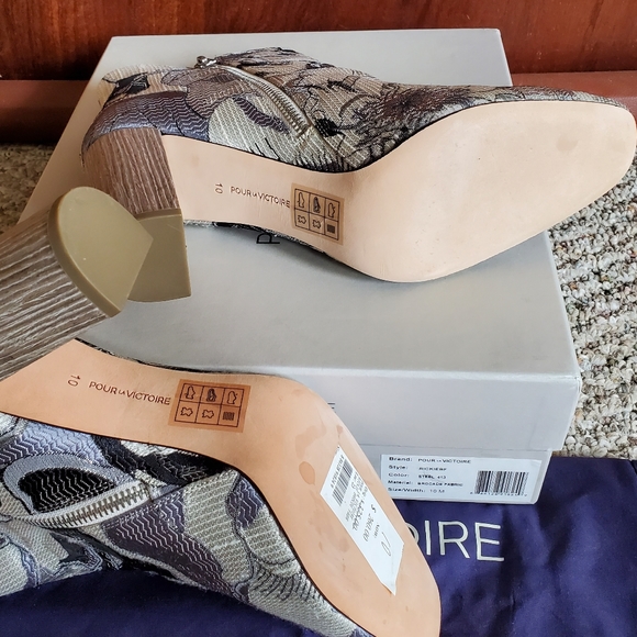 NIB POUR LA VICTOIRE Rickie Brocade Steel Grey High Heel Ankle Boots sz 10 - Picture 15 of 16